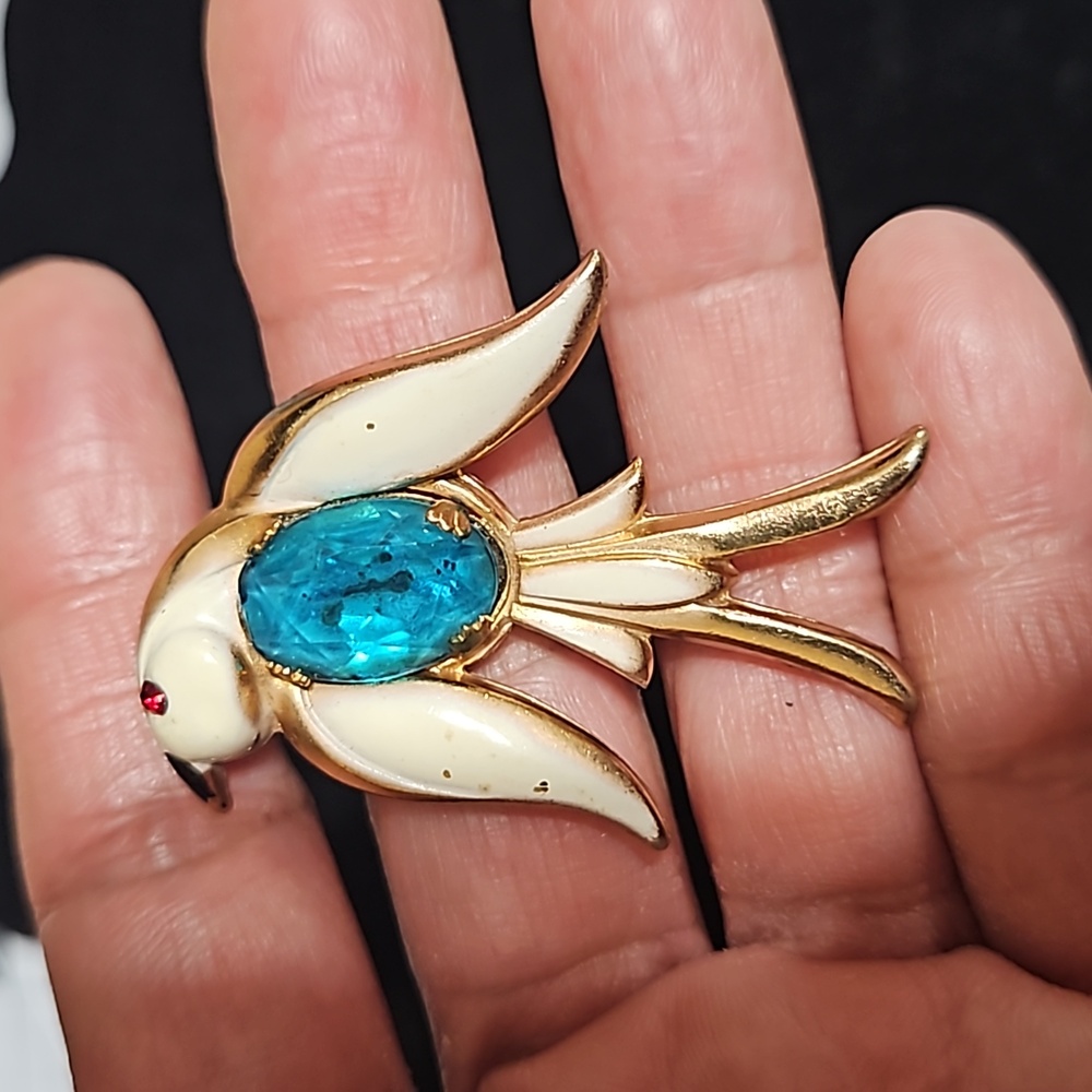 Vintage Coro Jelly Belly enameled bird - Picture 3 of 5